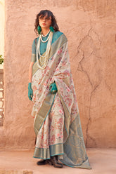 PURE HANDLOOM GEORGETTE WITH WEAVING BORDER & DIGITAL PRINT SAREE